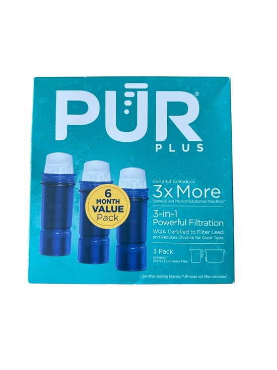 Pur Other - PUR Plus Replacement Water Filters for Pitchers Dispensers 3 Count Pack New NIB